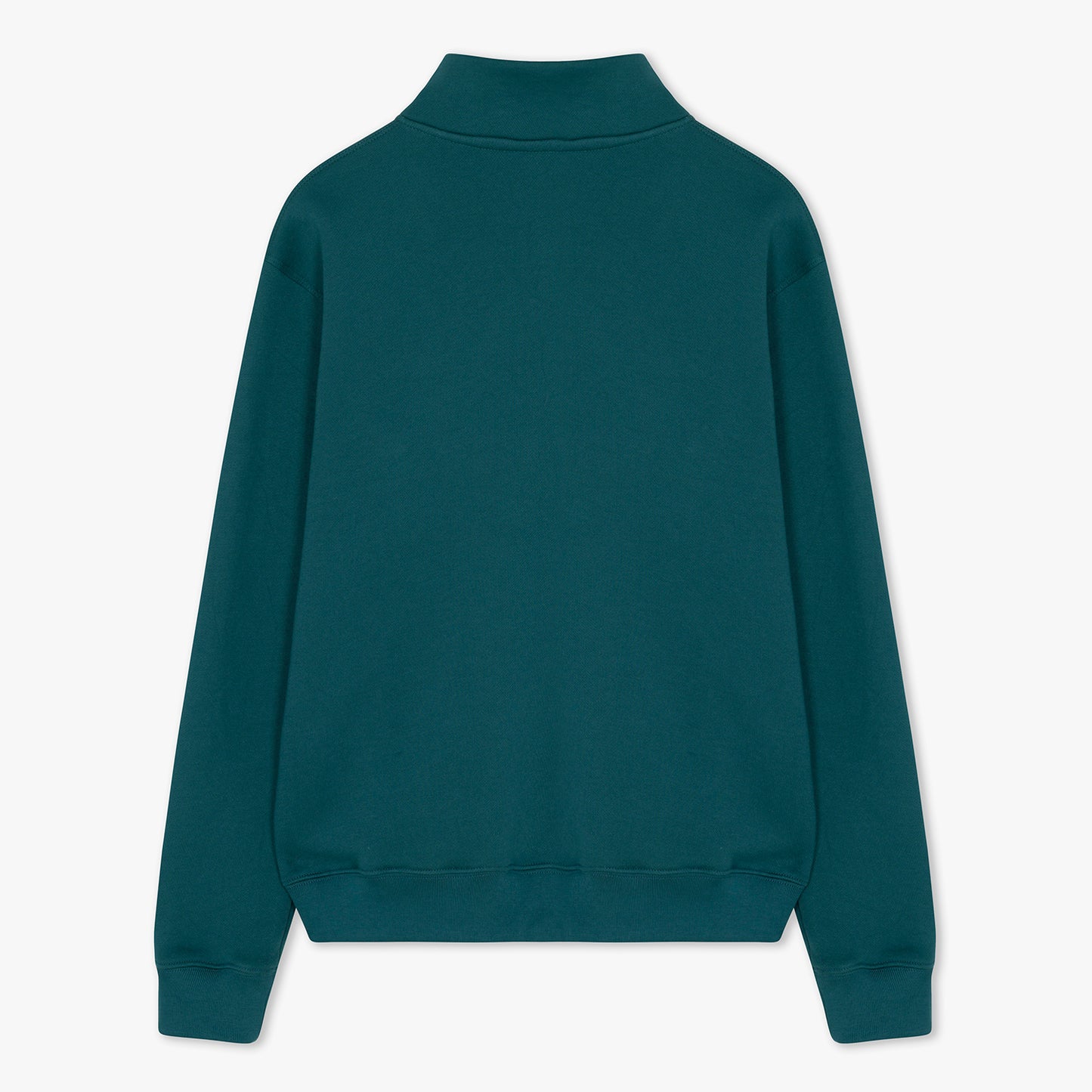 Back of teal half zip 