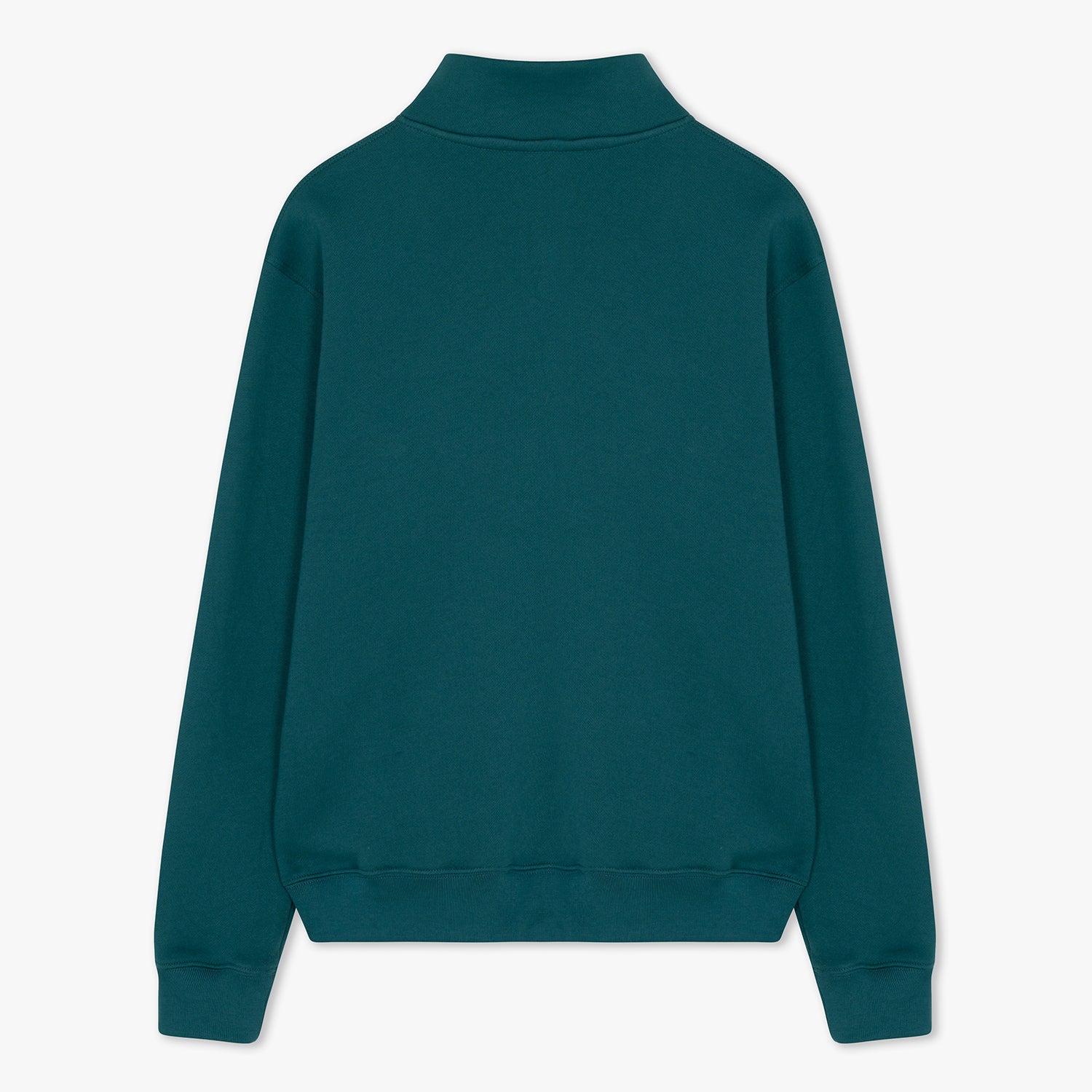 Back of teal half zip 