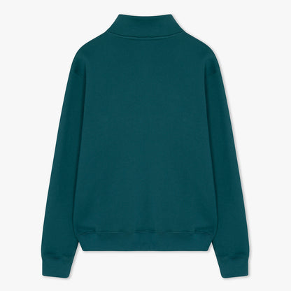 Back of teal half zip 