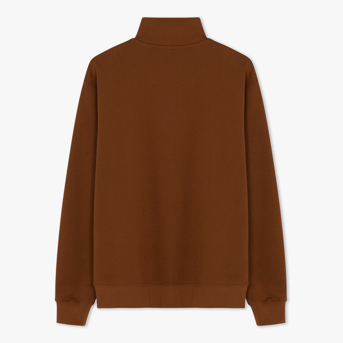 Back of brown half zip