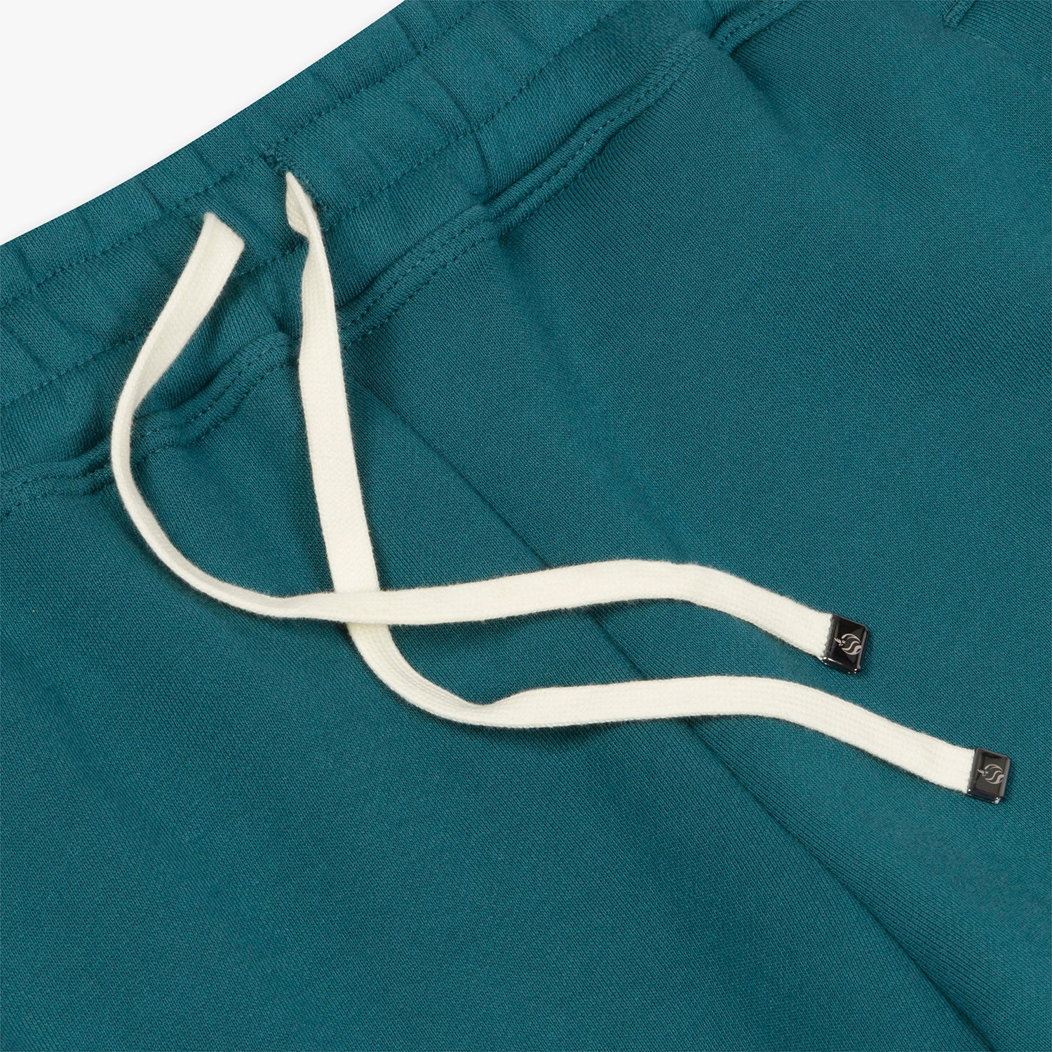 Teal Sweatpants Zoom in with Beige Drawstrings